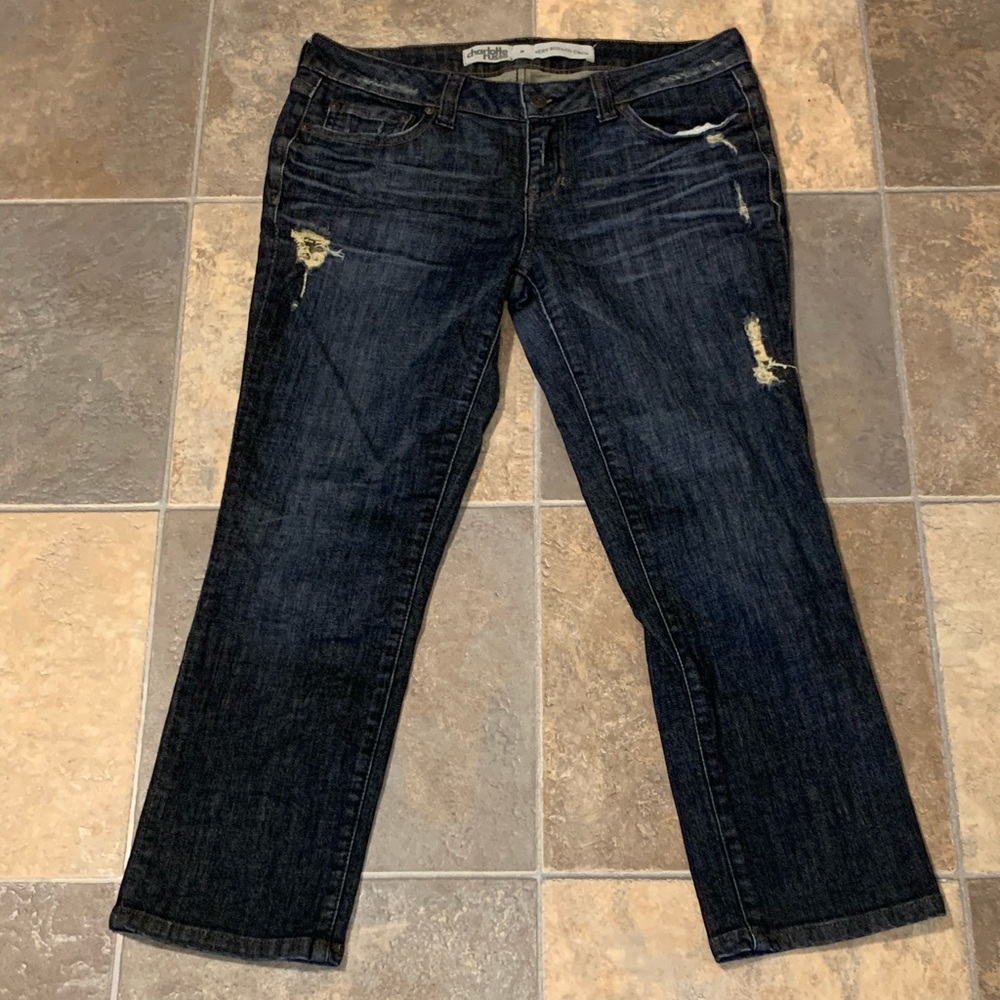 CHAROLETTE RUSSE DISTRESSED SEXY ROLLED JEANS